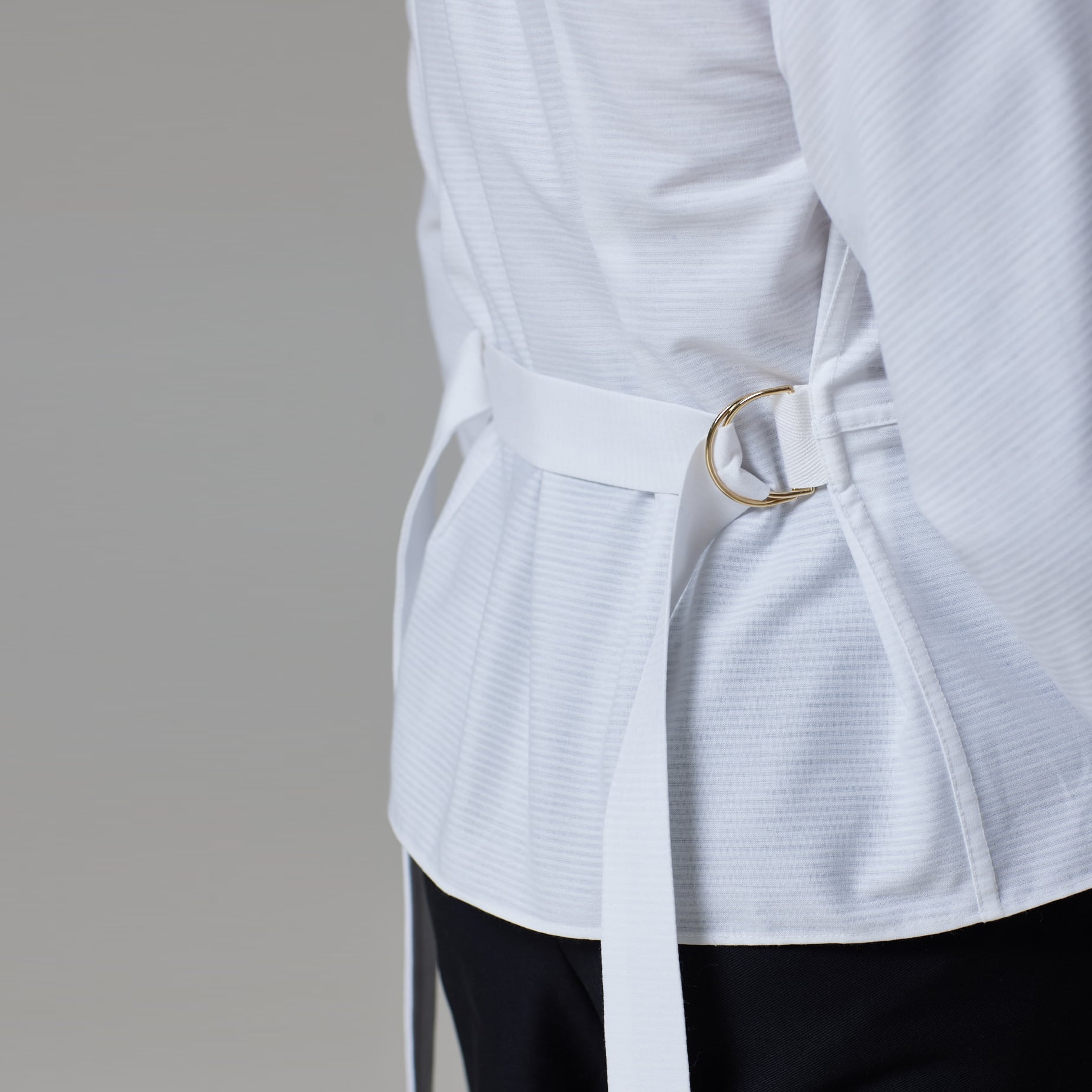 ZERØ London - Zoom view, mens luxury white dress shirt, zero waste fashion, designed & made in London